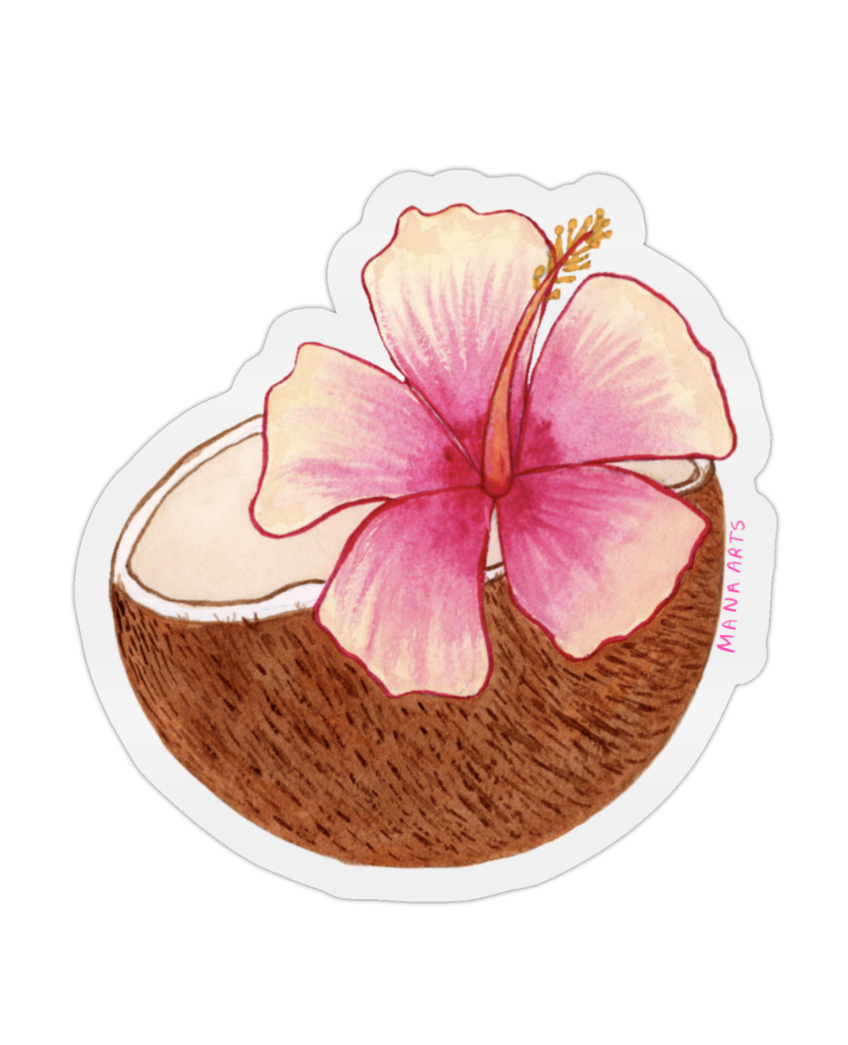 Coco loco coconut & hibiscus waterproof vinyl sticker