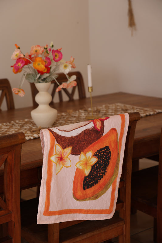 Coconut & papaya tea towel