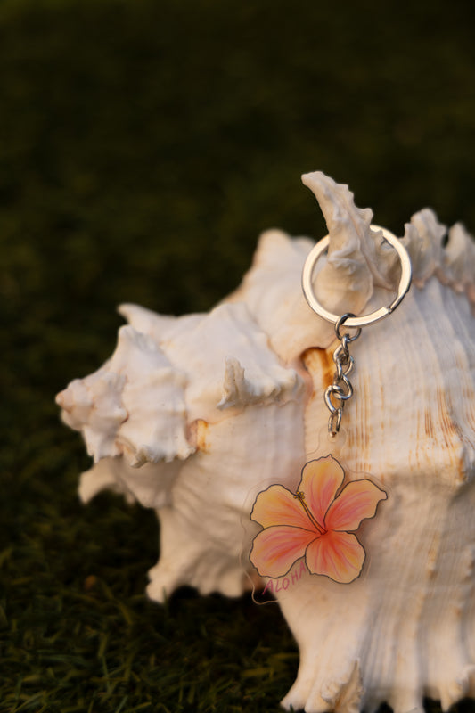 Aloha hibiscus acrylic keyring