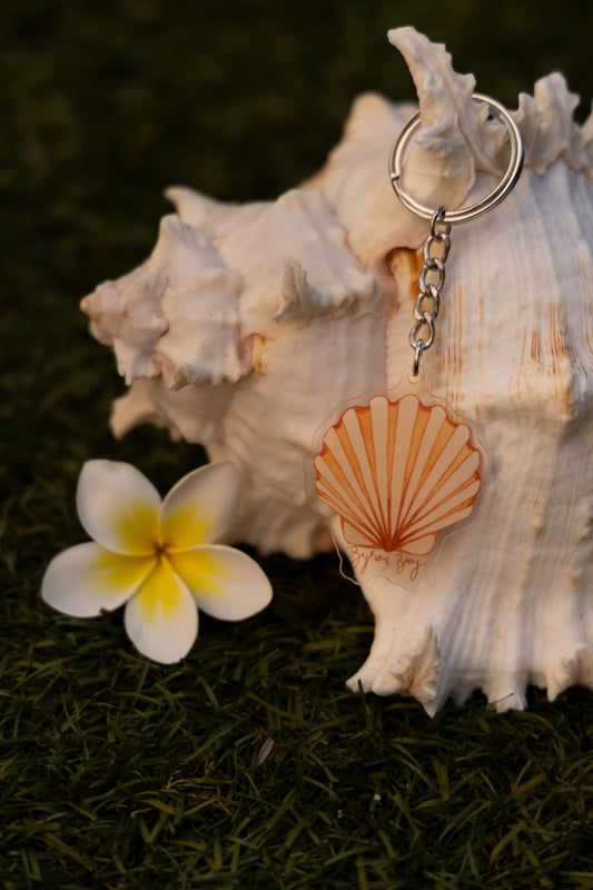 Byron Bay shell acrylic keyring