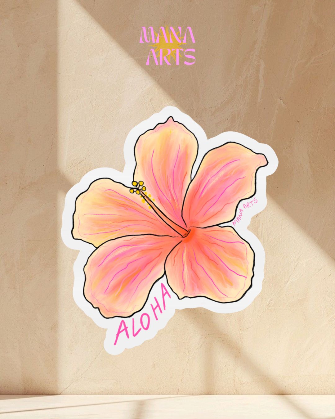 Aloha hibiscus waterproof vinyl sticker