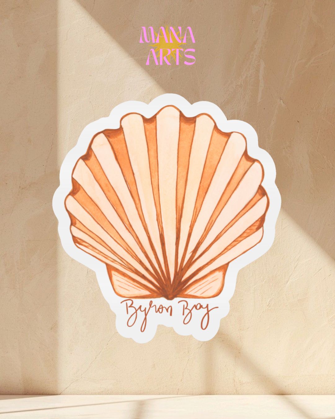 Scallop shell Byron Bay  waterproof vinyl sticker