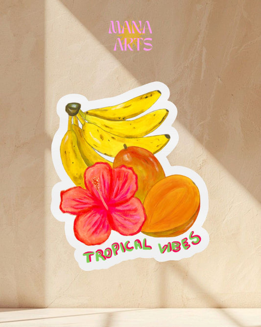 Tropical vibes waterproof vinyl sticker