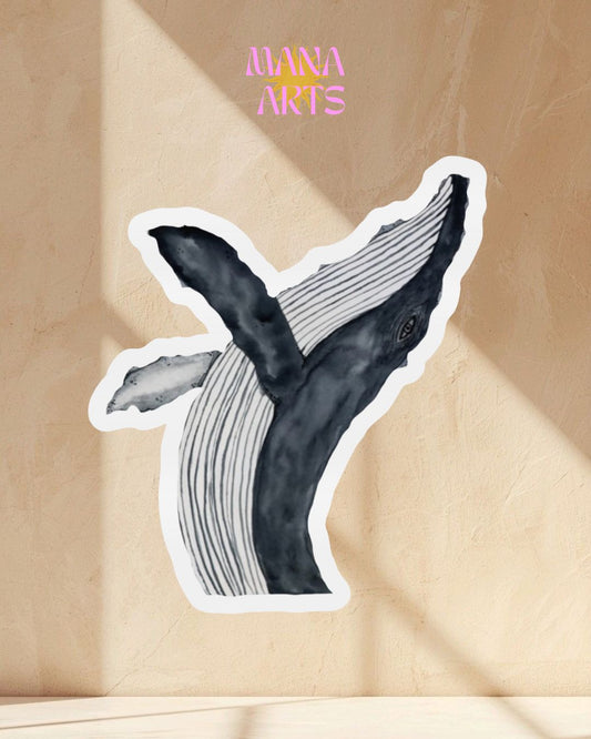 Whale breaching waterproof vinyl sticker