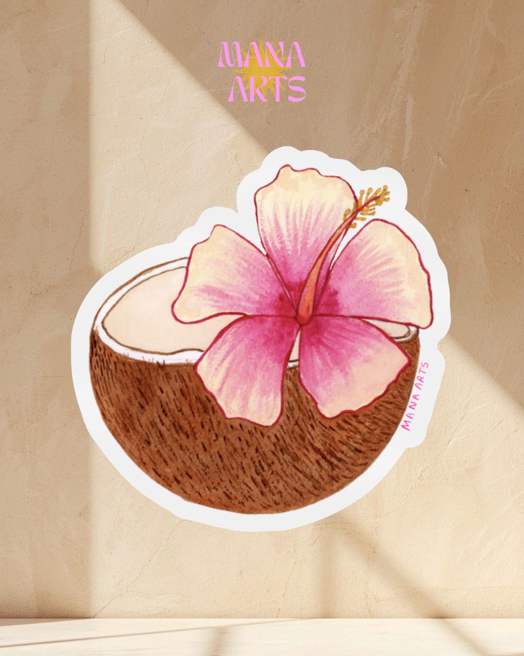 Coco loco coconut & hibiscus waterproof vinyl sticker