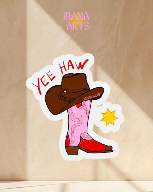 Yee haw cowboy boots waterproof vinyl sticker