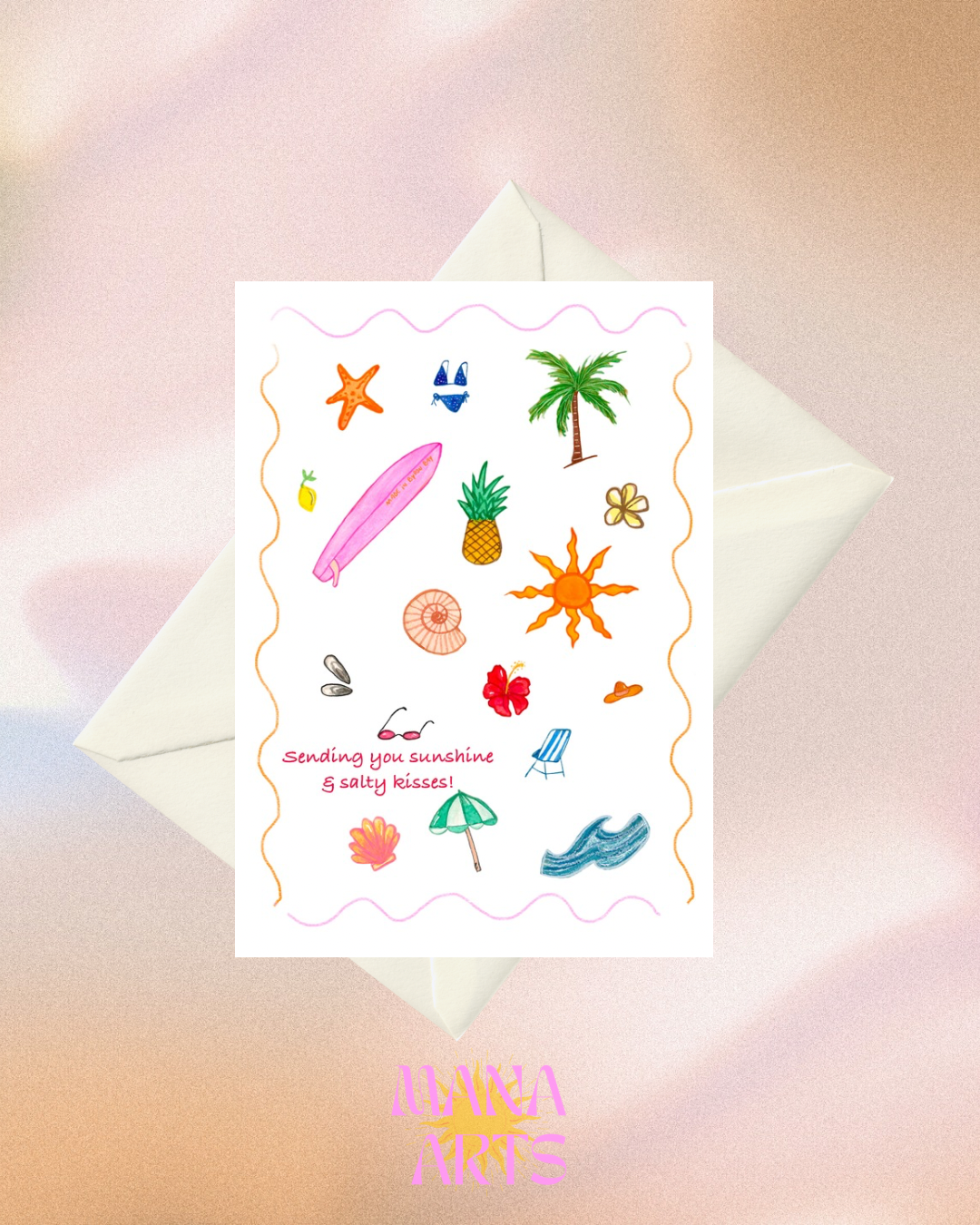 Sending you sunshine & salty kisses | Greeting card