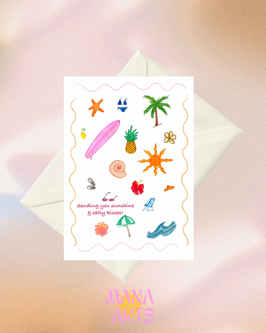 Sending you sunshine & salty kisses | Greeting card